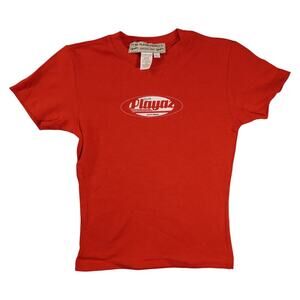 Y2K Pure Playaz Product “Genuine 1969” Red Baby Tee Made in USA Size L